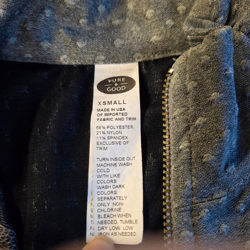 Pure + Good Peplum Full Zip Jacket XS Gray Polka Dot Athleisure Yoga‎ Excellent - Picture 6 of 8